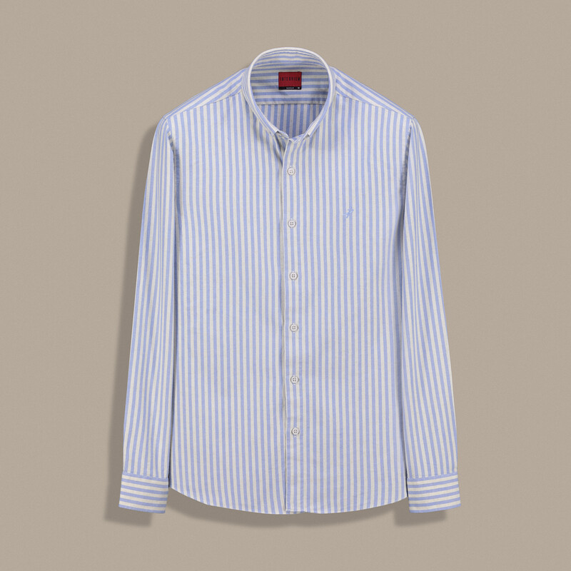 Drew Uzun Kol Çizgili Mavi Gömlek 