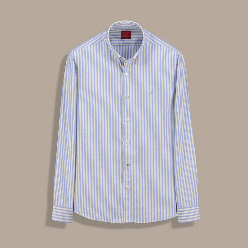 Drew Uzun Kol Çizgili Mavi Gömlek - 1