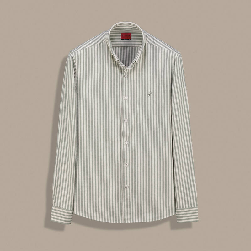 Drew Uzun Kol Çizgili Yeşil Gömlek - 1