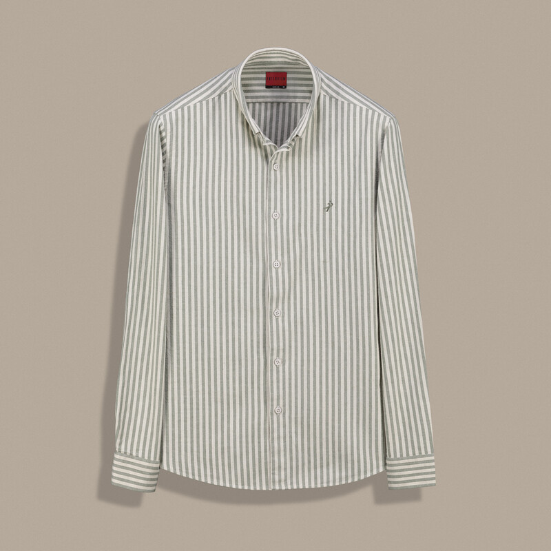 Drew Uzun Kol Çizgili Yeşil Gömlek - INTERVIEW