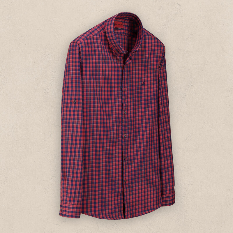 Drew Kareli Kırmızı Pamuklu Gömlek 