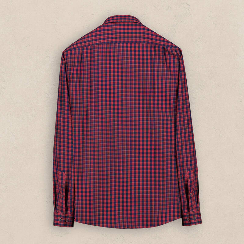 Drew Kareli Kırmızı Pamuklu Gömlek - 2