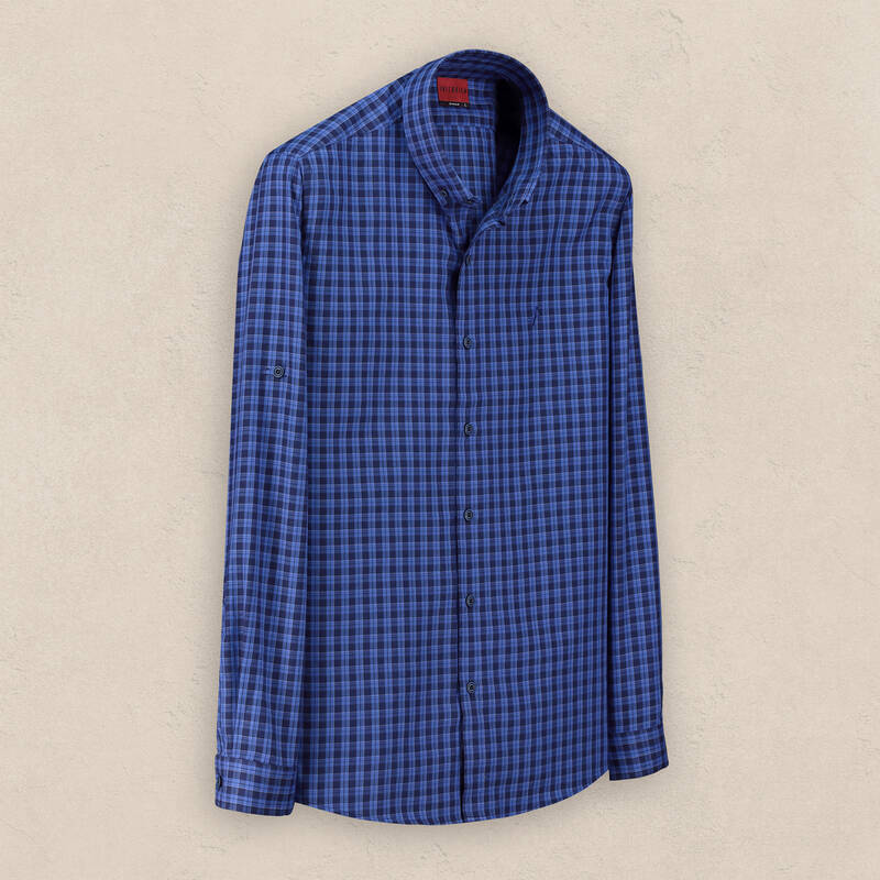 Drew Kareli Mavi Pamuklu Gömlek - 1