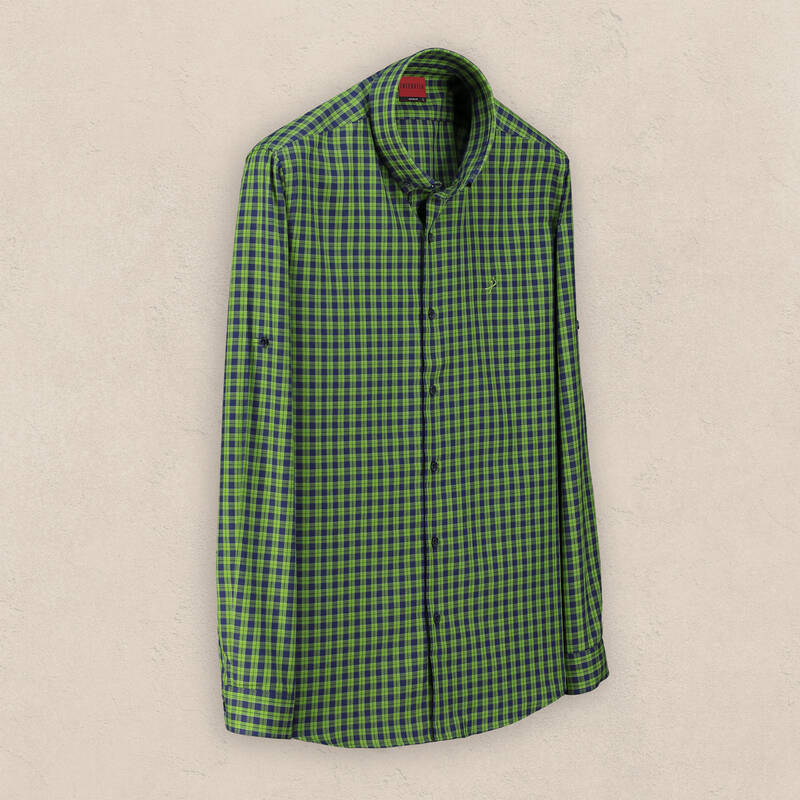 Drew Kareli Yeşil Pamuklu Gömlek - 1