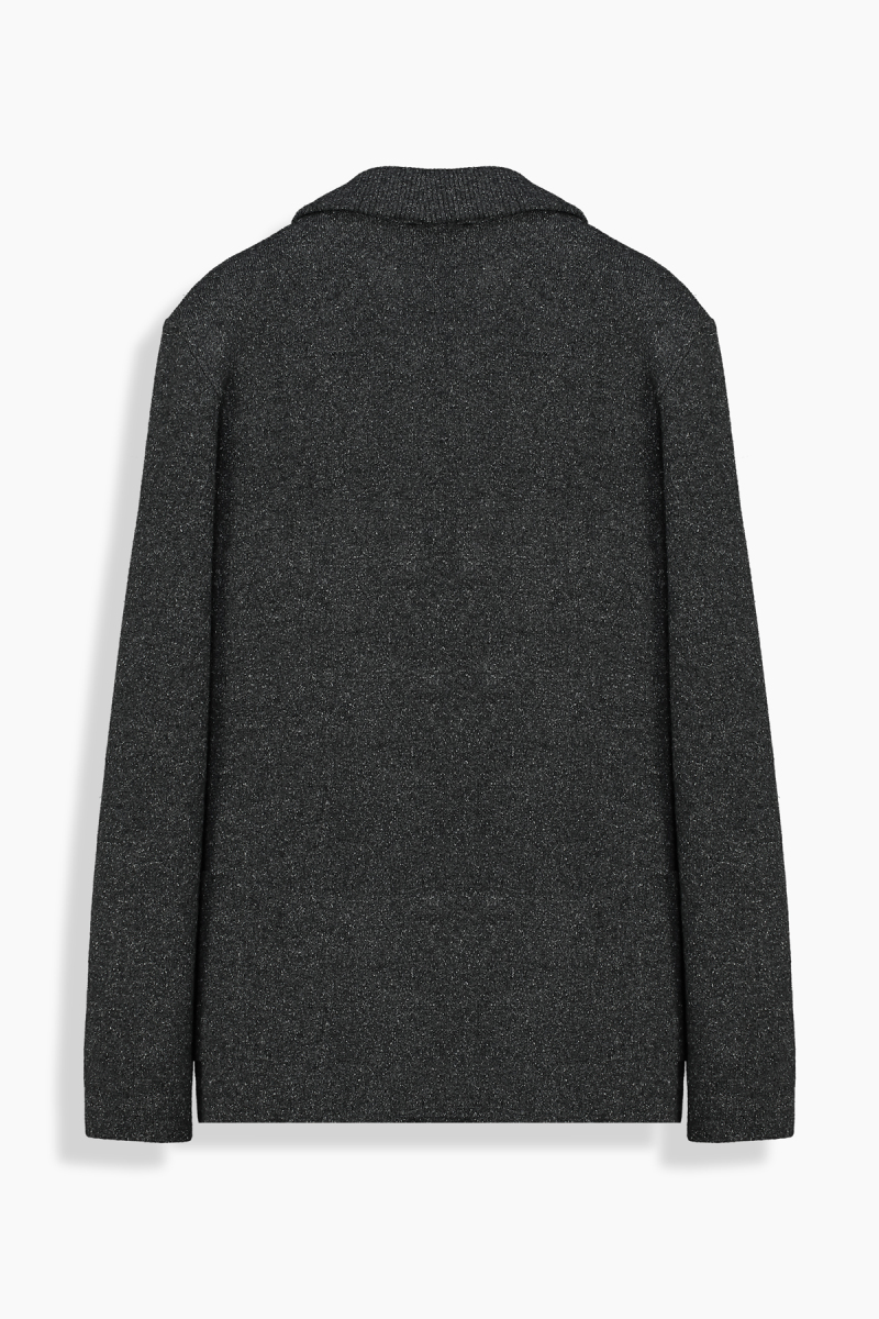 Düğmeli Gri Triko Ceket - 2