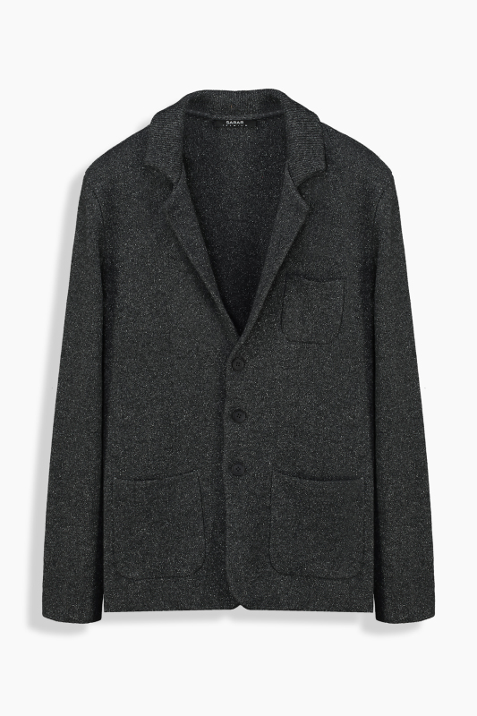 Düğmeli Gri Triko Ceket - SARAR PREMIUM