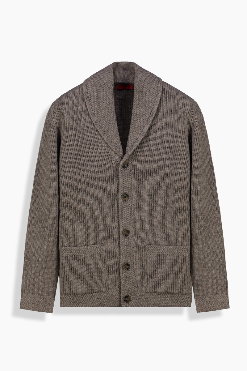 Düğmeli Kahverengi Hırka - 1