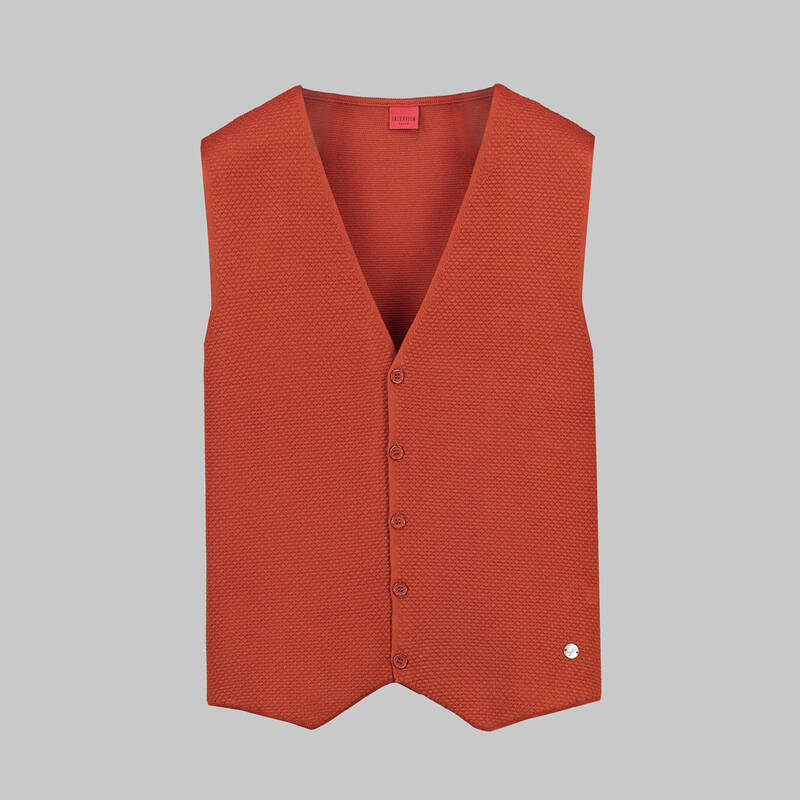 Düğmeli Kiremit Triko Yelek - 1