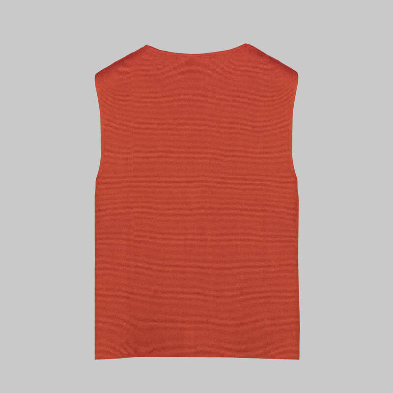 Düğmeli Kiremit Triko Yelek - 2