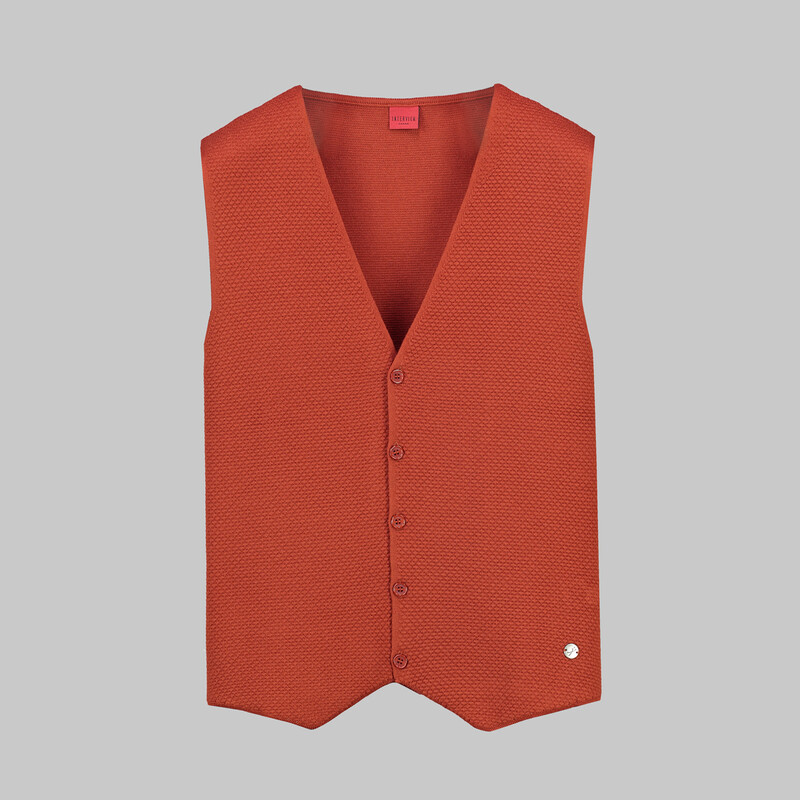 Düğmeli Kiremit Triko Yelek 