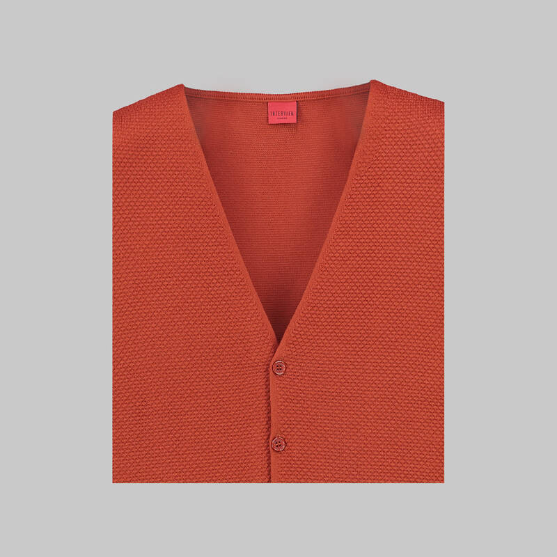 Düğmeli Kiremit Triko Yelek - 3