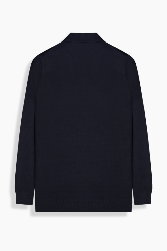 Düğmeli Polo Yaka Erkek Lacivert Triko - INTERVIEW