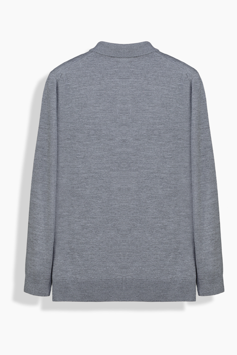 Düğmeli Polo Yaka Gri Triko - 2