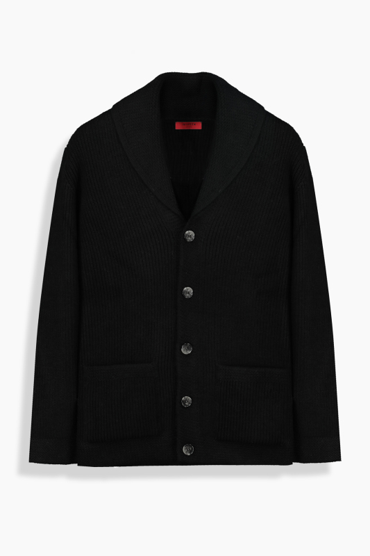 Düğmeli Siyah Hırka 