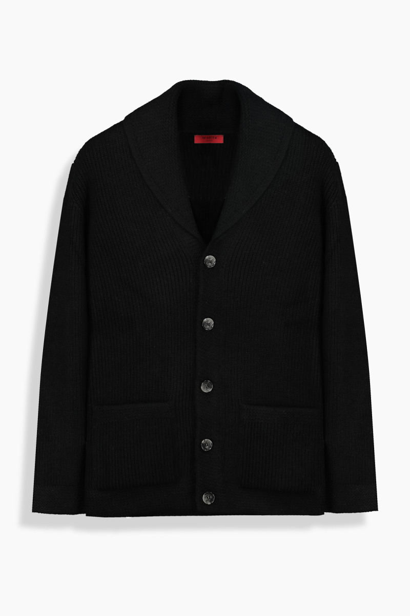 Düğmeli Siyah Hırka - 1