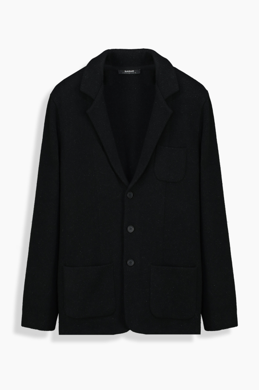 Düğmeli Siyah Triko Ceket 