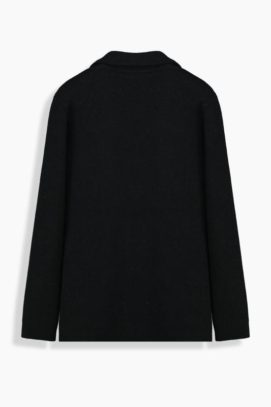 Düğmeli Siyah Triko Ceket - SARAR PREMIUM