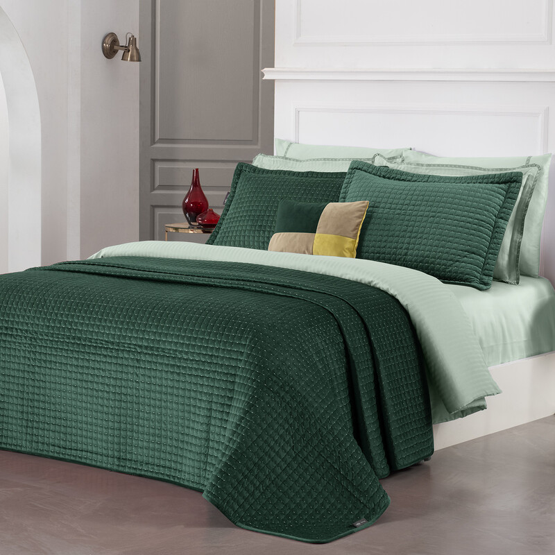 Dustin Yatak Örtüsü Seti Çift Kişilik Yeşil 