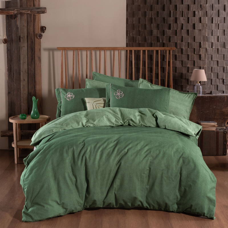 Ederlezi Flanel Nevresim Takımı Çift Kişilik Yeşil - SAREV