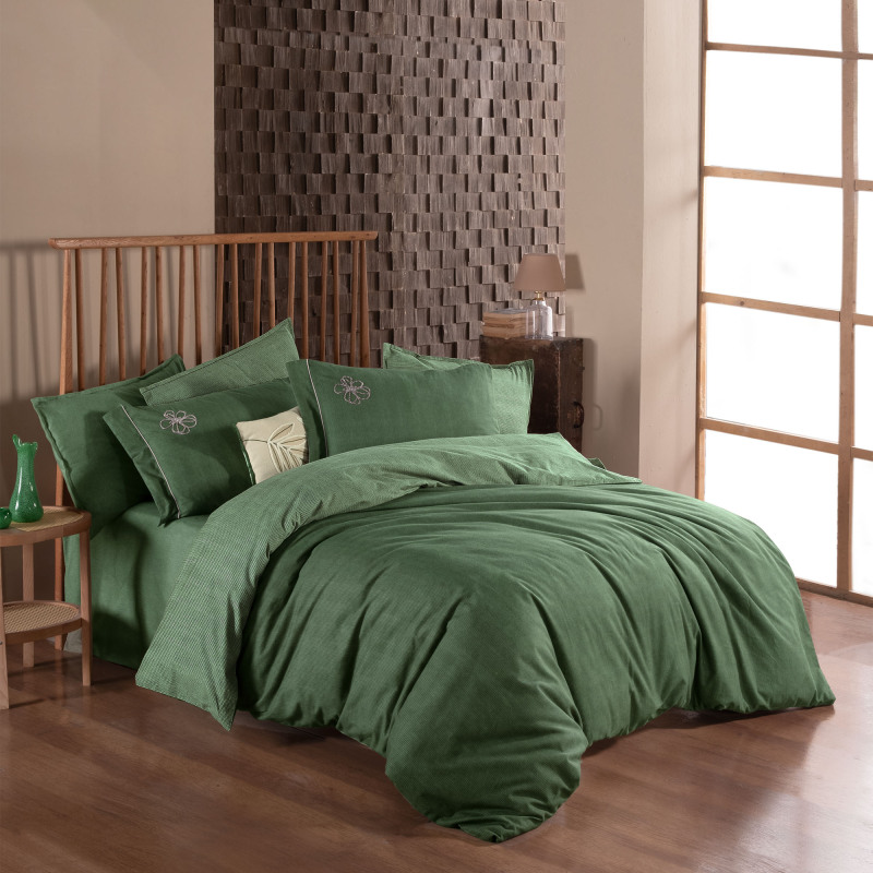 Ederlezi Flanel Nevresim Takımı Çift Kişilik Yeşil - SAREV