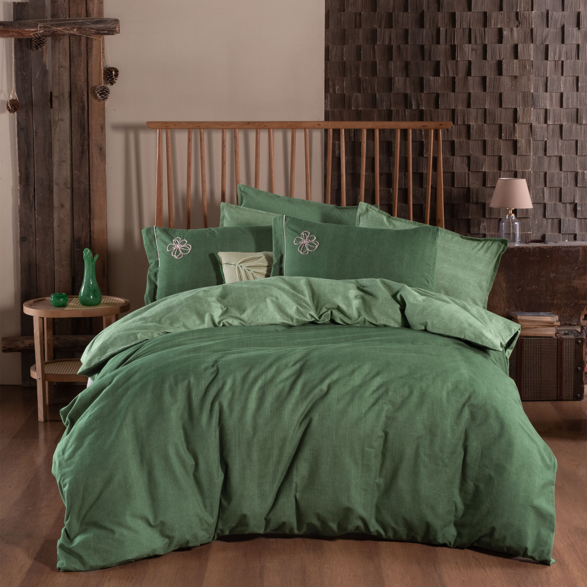 Ederlezi Flanel Nevresim Takımı Çift Kişilik Yeşil - 2