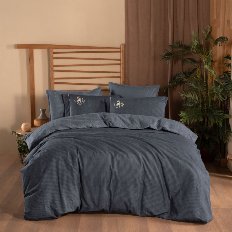 Ederlezi Flanel Nevresim Takımı King Size Gri - SAREV