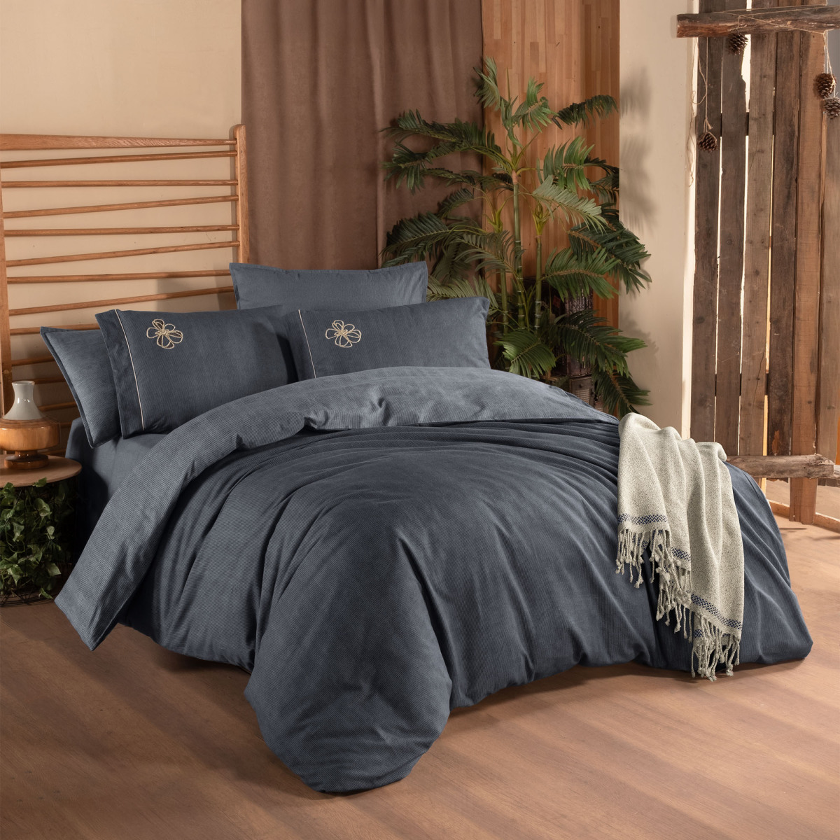 Ederlezi Flanel Nevresim Takımı King Size Gri - 3