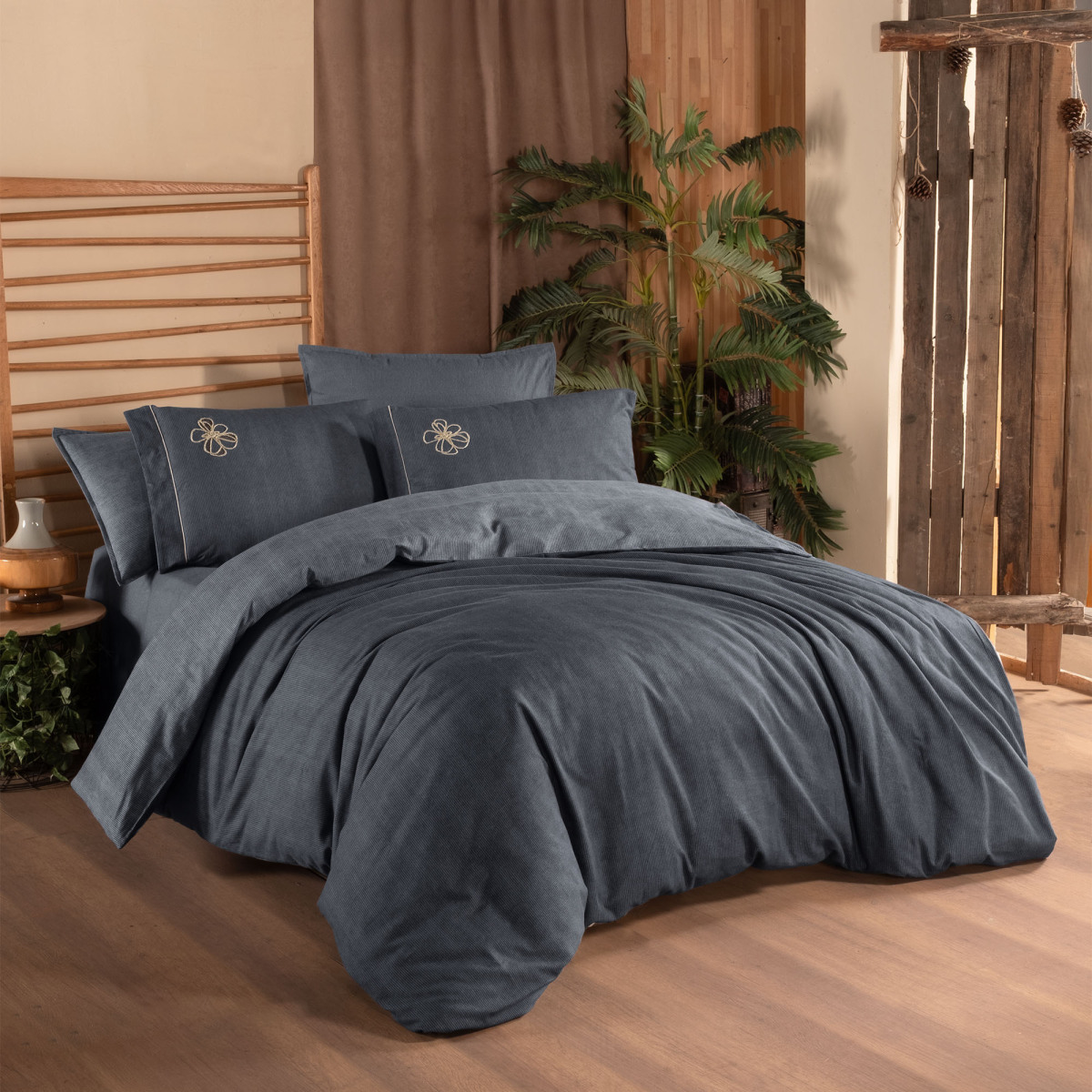 Ederlezi Flanel Nevresim Takımı King Size Gri - 4