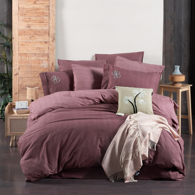 Ederlezi Flanel Nevresim Takımı King Size Gül Kurusu - SAREV