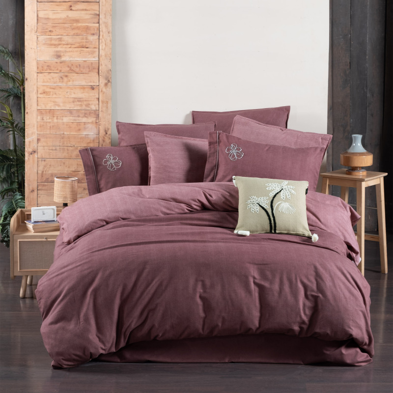 Ederlezi Flanel Nevresim Takımı King Size Gül Kurusu - SAREV