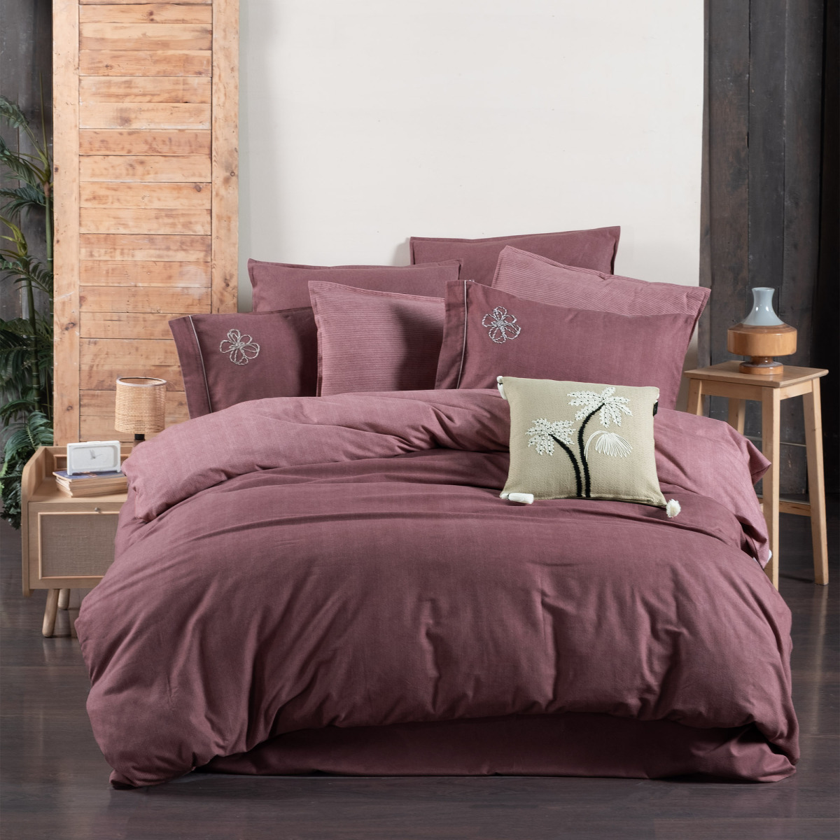 Ederlezi Flanel Nevresim Takımı King Size Gül Kurusu - 2