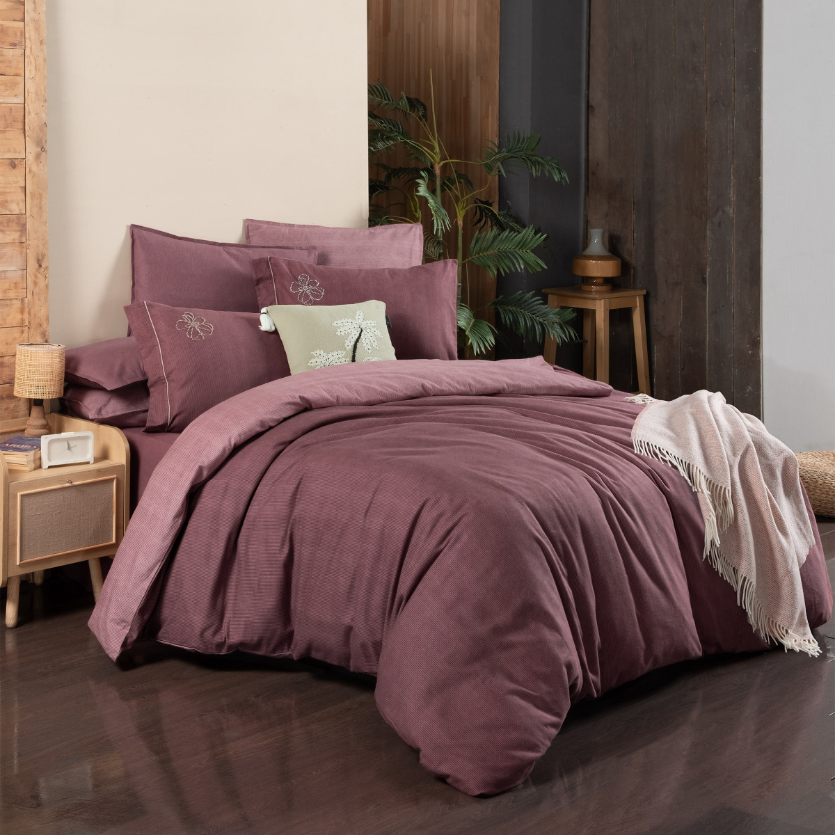 Ederlezi Flanel Nevresim Takımı King Size Gül Kurusu - 4