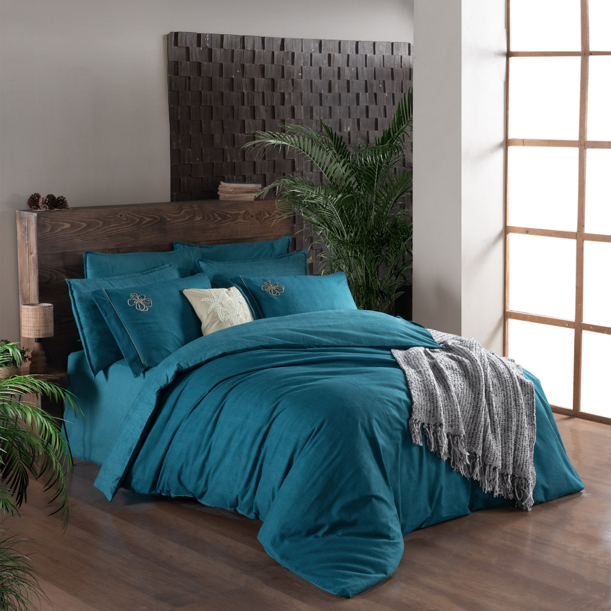 Ederlezi Flanel Nevresim Takımı King Size Turkuaz - 3