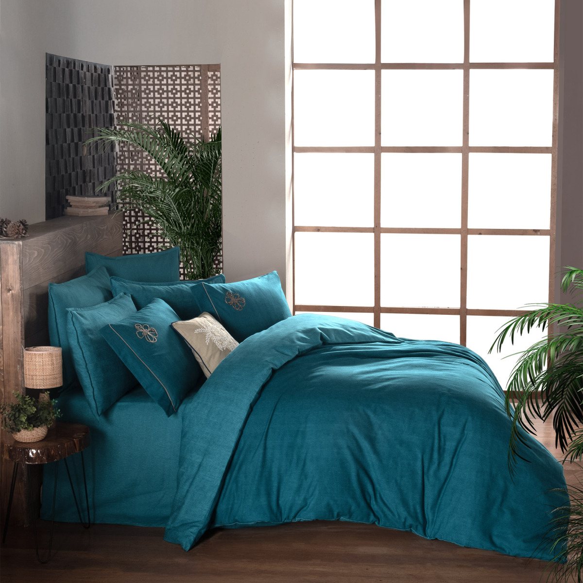 Ederlezi Flanel Nevresim Takımı King Size Turkuaz - 4
