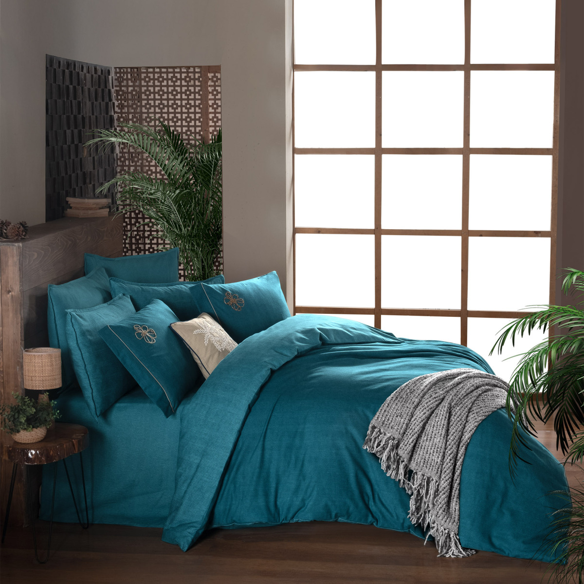 Ederlezi Flanel Nevresim Takımı King Size Turkuaz - 1