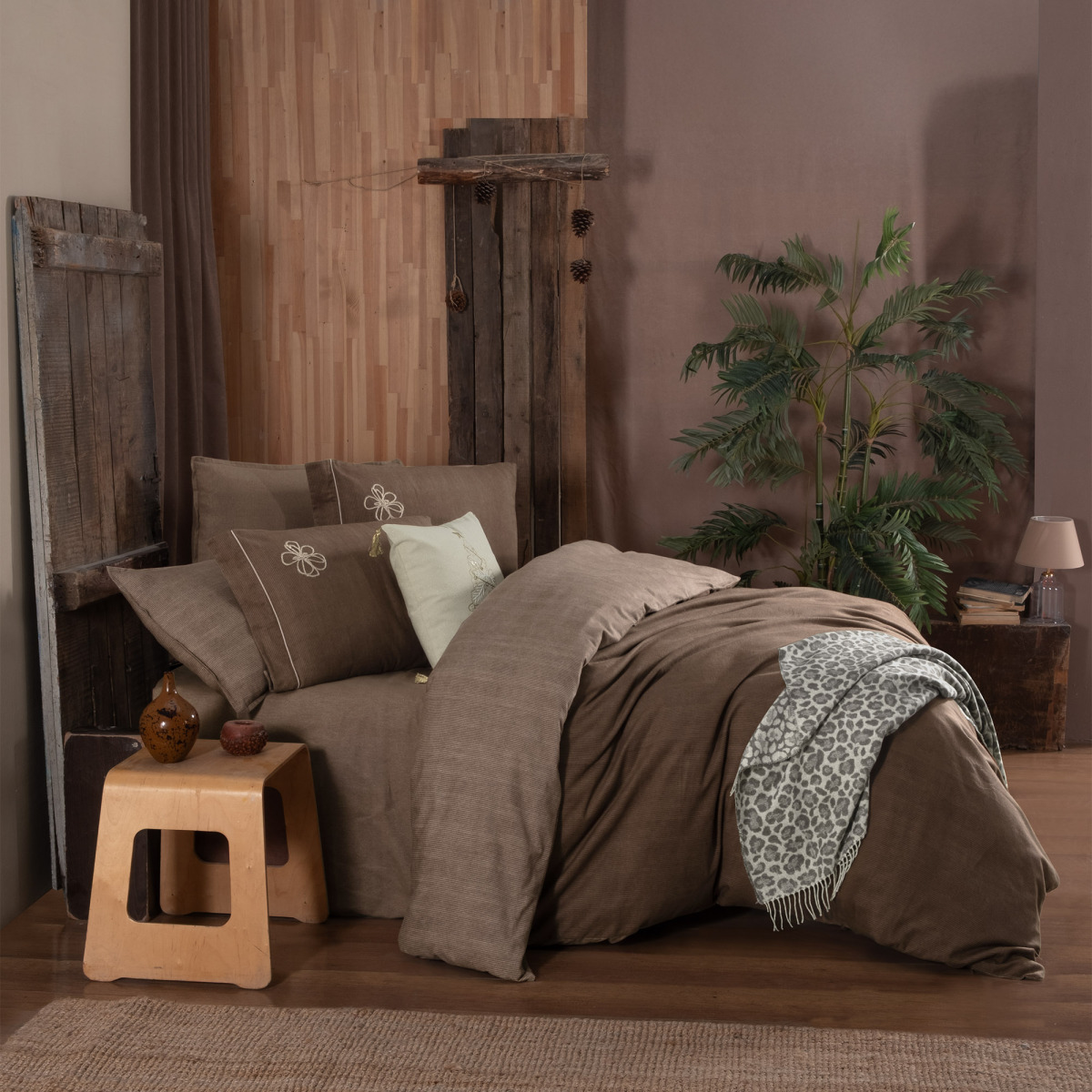 Ederlezi Flanel Nevresim Takımı King Size Mocha - 1