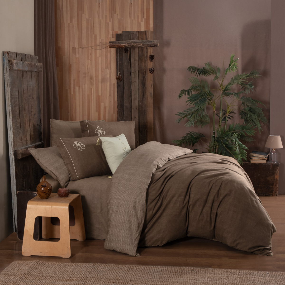 Ederlezi Flanel Nevresim Takımı King Size Mocha - 2