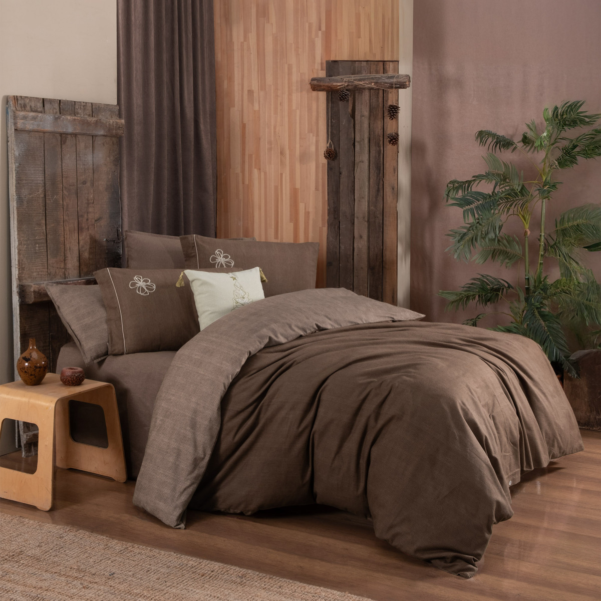 Ederlezi Flanel Nevresim Takımı King Size Mocha - 3