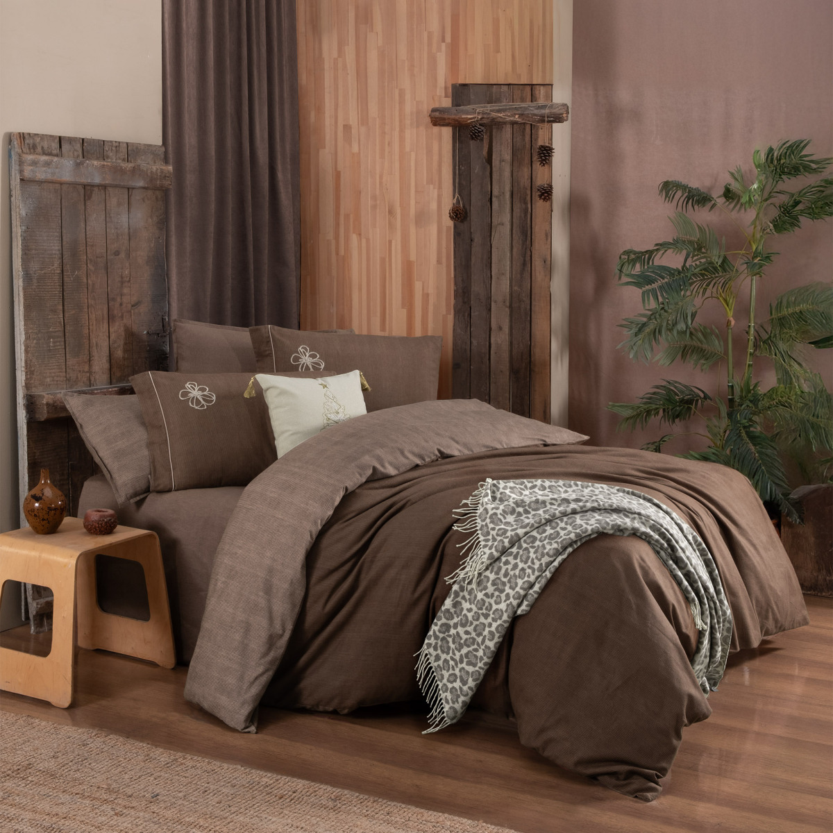 Ederlezi Flanel Nevresim Takımı King Size Mocha - 4