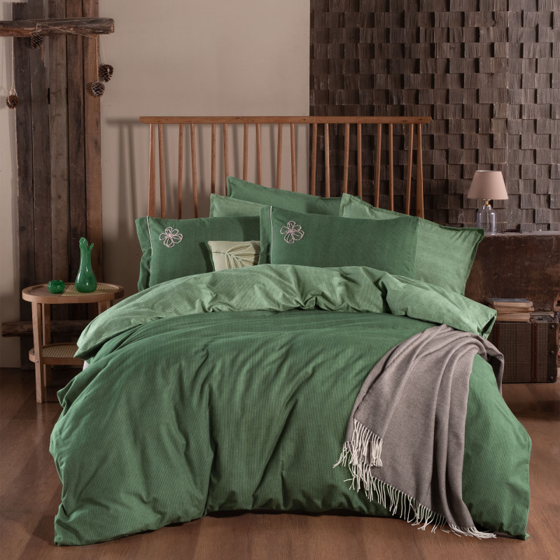Ederlezi Flanel Nevresim Takımı King Size Yeşil 