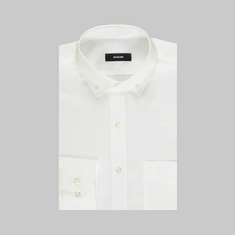 Eleta Uzun Kol Cepli Beyaz Gömlek - SARAR