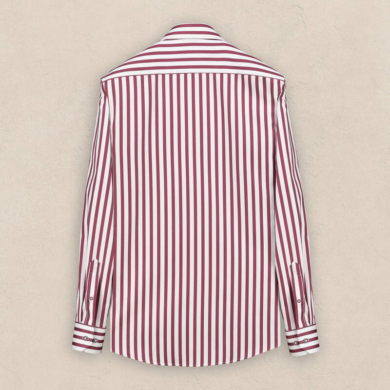 Eleta Çizgili Bordo Pamuklu Gömlek - 2