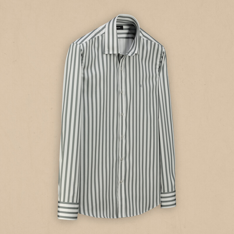 Eleta Çizgili Gri Pamuklu Gömlek 