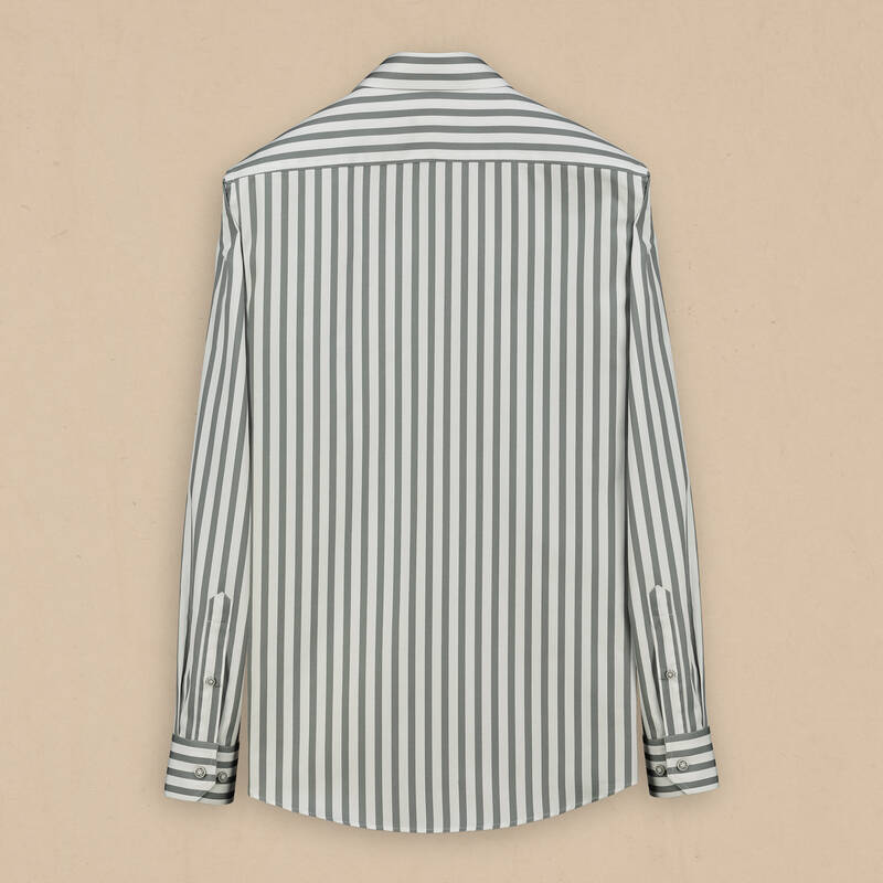 Eleta Çizgili Gri Pamuklu Gömlek - 2