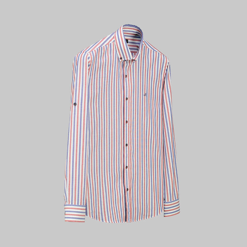 Eleta Çizgili Kırmızı Gömlek - 1