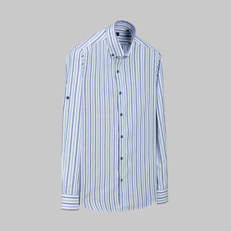 Eleta Çizgili Mavi Gömlek - 1