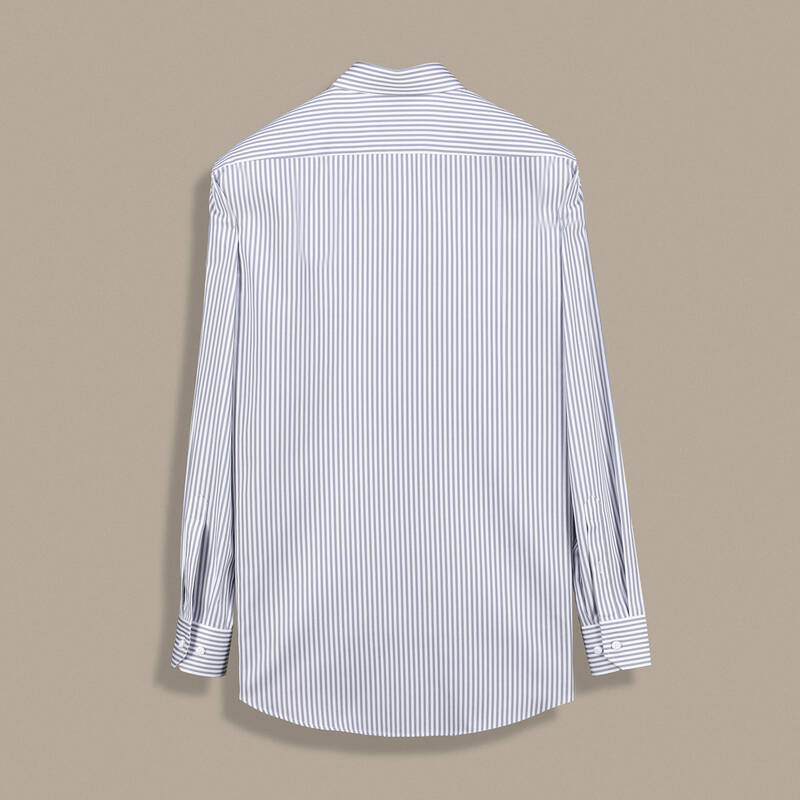 Eleta Çizgili Pamuklu Gri Gömlek - 2