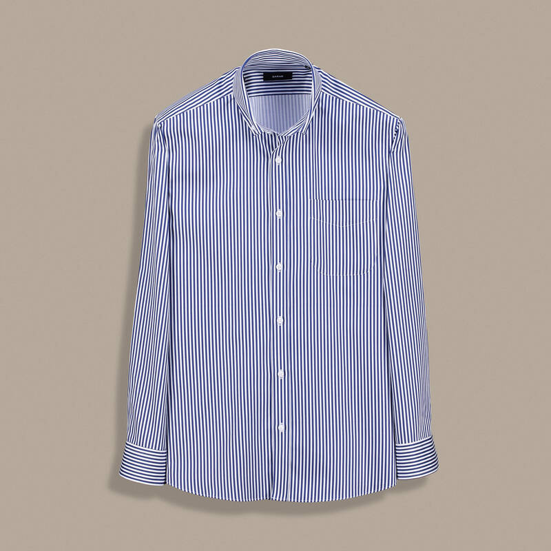 Eleta Çizgili Pamuklu Lacivert Gömlek - 1