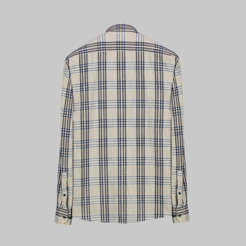 Eleta Ekose Slim Bej Gömlek - SARAR