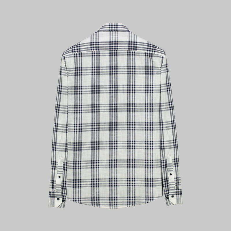 Eleta Ekose Slim Beyaz Gömlek - SARAR